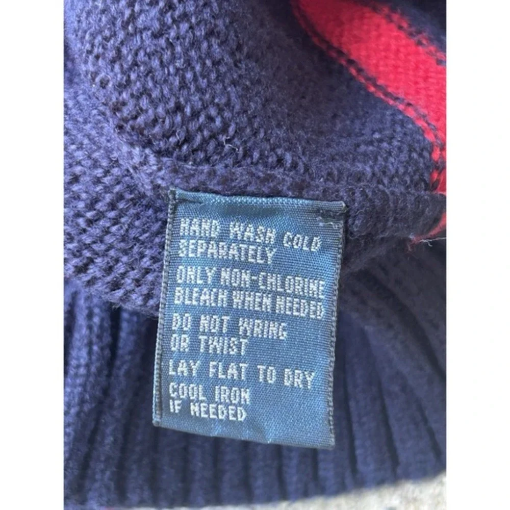 Vtg polo‎ ralph lauren sweater Navy And Red Striped XXL Cotton  1/4 Zip